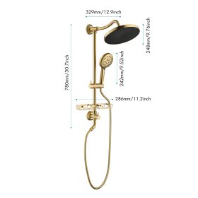 10-IN Brass Rain Showerhead, Hand Shower, Slide Bar, and Soap Dish