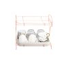 Kitchen Drain Tray,Bowl Cup Dish Drying Rack ,Tea Plate Drainboard Kitchen Sink Tray,Bathroom Draining Board Bowl Cup Dish Drying Rack Rose gold, Doub