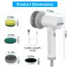 Electric Handheld Spin Scrubber Cordless Cleaning Brush with 2 Rotating Speeds 3 Cleaning Brushes Rechargeable Shower Scrubber for Kitchen Dish Bathtu